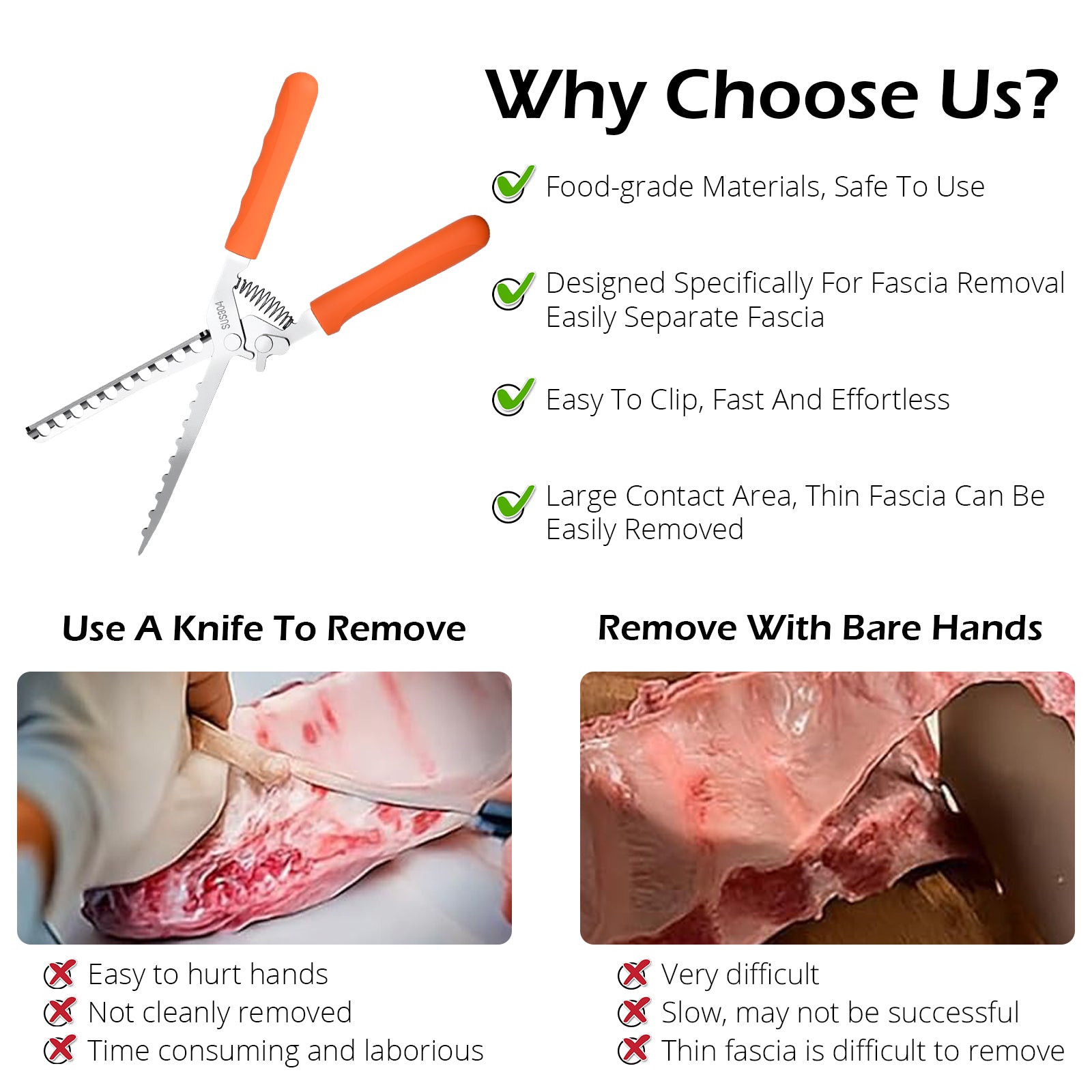 Stainless Steel Rib Membrane Remover for BBQ